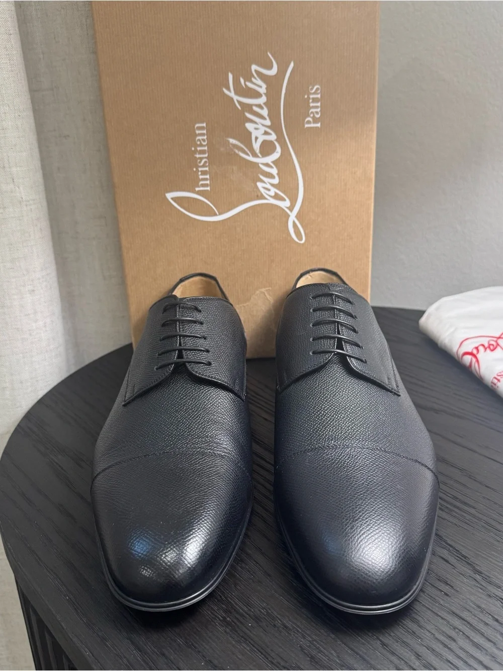 Christian Louboutin Surcity Lace-Up Dress Shoes Leather Black 43